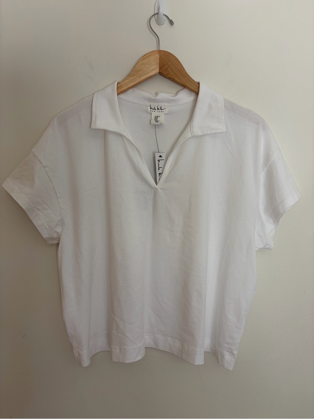 Nicole Miller Pima Cotton Cropped Polo Shirt